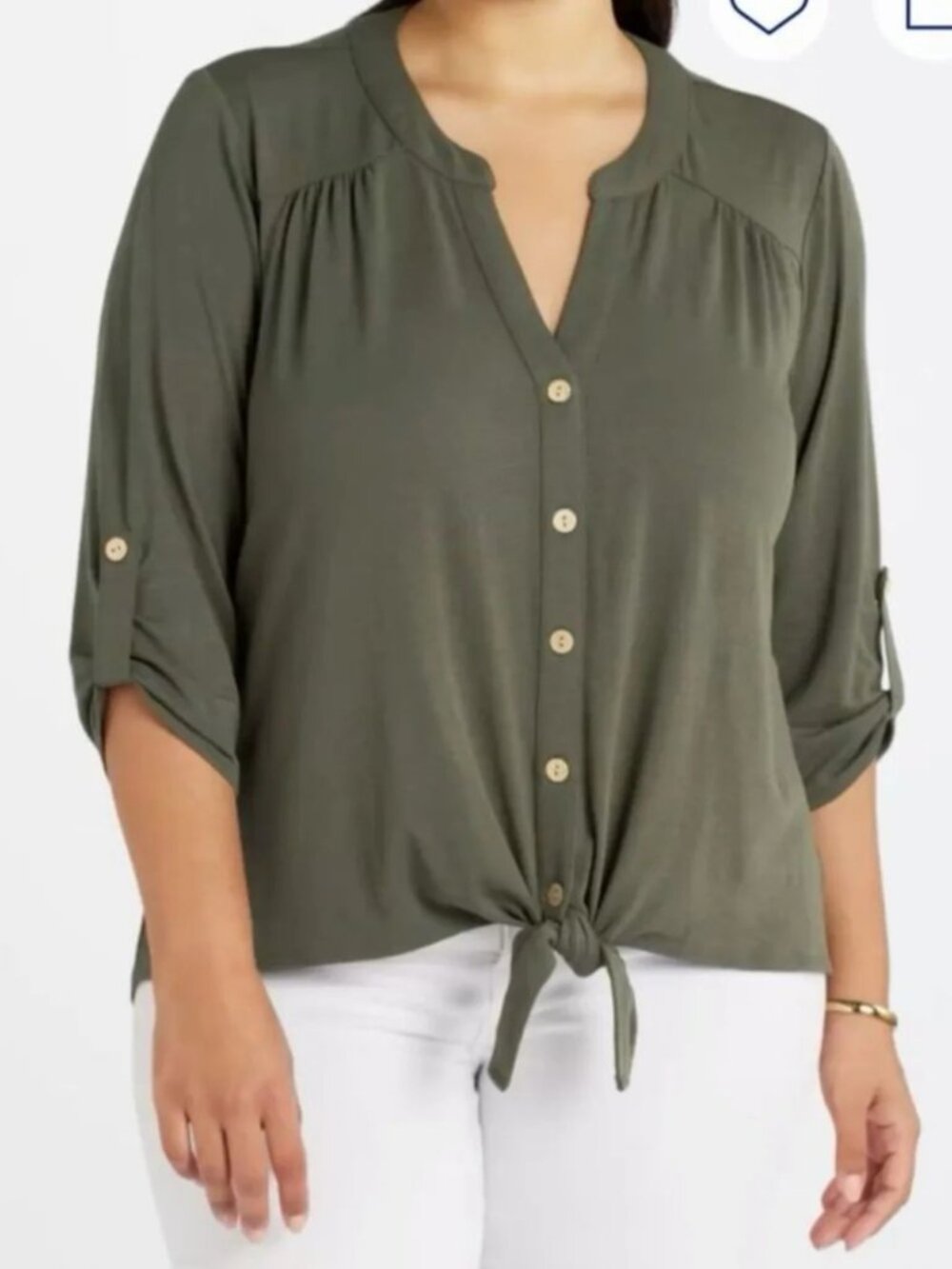 Fortune + Ivy Elaina Knit Top - XL Olive Green